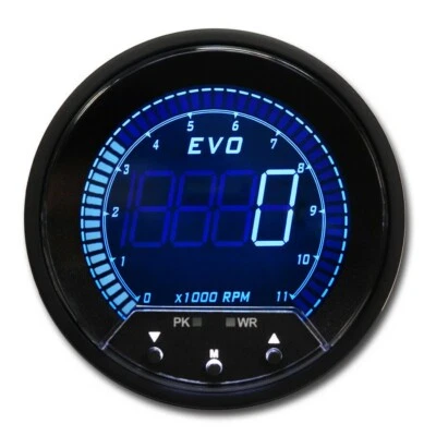 EVO 85mm 3-3/8" Digital Tachometer 11000 RPM 4 Color LCD Peak Recall & Warning - Image 1 of 4