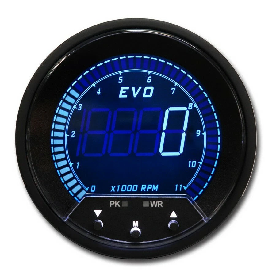 EVO 85mm 3-3/8" Digital Tachometer 11000 RPM 4 Color LCD Peak Recall & Warning - Image 1 of 4