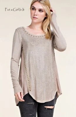 EE. UU. Nueva CAMISA TÚNICA VOCAL Mujer TALLA GRANDE CRISTAL TOPO COBRE TACHONADO 1X 2X Foto 1 de 4