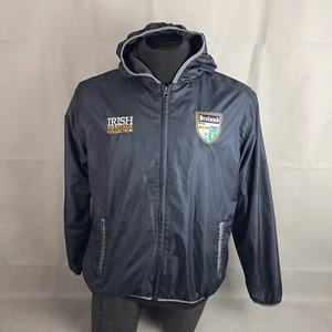 Retro Irish Heritage Collection Windbreaker Jacket Sz M Men Blue Ripstop Hooded - Picture 1 of 17