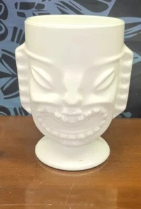 VINTAGE Indiana Glass TIKI Vase/Gobblet Pressed Milk Glass 6" Tall 1978 Heavy - Picture 1 of 6