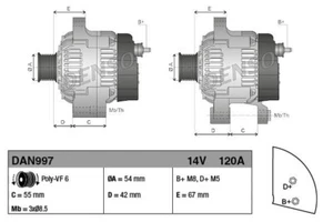 Alternatore Denso Nuovo OE - Alfa Citroen Fiat Ford Lancia Peugeot 1.3 TDCi DAN997 - Foto 1 di 3