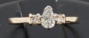 14K 2-tone gold 0.60CT diamond engagement ring w/ 0.50CT Pear cut center size 8