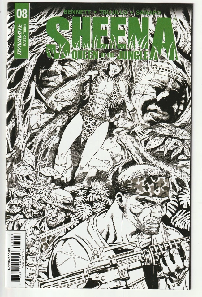2018 SHEENA Queen of the Jungle #8 NM Dynamite RI 1:20 Jan Duursema B&W Variant - Image 1 of 1