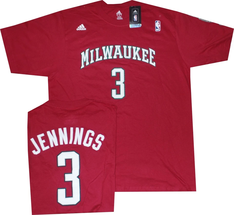 Camisa Adidas Roja Retro Brandon Jennings Milwaukee Bucks Para Hombre Etiquetas Nuevas Foto 1 de 4