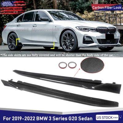 For 2019+ BMW G20 G21 3 Series M Sport Side Skirts Extension Carbon Fiber Style Foto 1 de 4