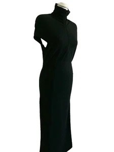 VINTAGE GIANFRANCO FERRE BLACK DRESS LONG, BODY CON HIGH NECK ITSLIAN SIZE 42  - Picture 1 of 10