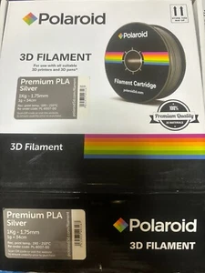 Polaroid Premium PLA 1.75mm 1kg 3d Print Filament Silver Brand New Factory Seal - Picture 1 of 3