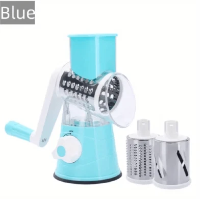 1pc Blue 3-in-1 Cheese Grater Vegetable & Fruit Slicer Manual Food Grinder - Image 1 of 4