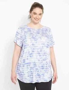 $49 Nuevo Lane Bryant Camiseta Manga Corta Tinte Azul LIVI Cola de Camisa Dobladillo Mujer 18/20 - Imagen 1 de 3