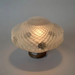 Lampe Verre Moulé Jeux Transparence Pois UFO Vintage Space Age - Foto 1 di 7