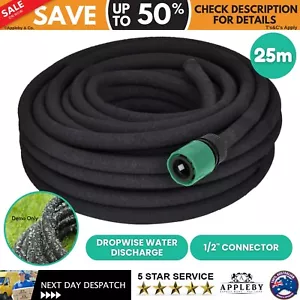 Soaker Hose 25m Garden Lawn Watering Irrigation Equipment Rubber 1/2" Connector - Picture 1 of 8