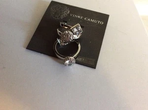 Vince Camuto Three Ring Light Rhodium Tone Multi Stone Stackable $48 VC87 - Picture 1 of 6