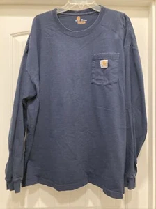 Carhartt Original Fit Long Sleeve Navy T-Shirt Pocket SZ 2XL - Picture 1 of 12