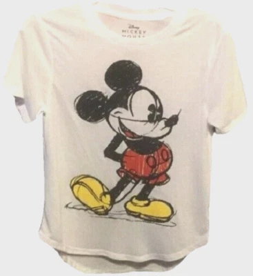 Disney~ NUEVA♈Camiseta Estampada SS para Niño/Niña Talla L~Blanco/Negro Mickey Mouse Foto 1 de 4
