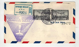1929 MEXICO AIRMAIL FIRST FLIGHT ROESSLER REGISTERED TO USA WITH MARKINGS - Picture 1 of 2