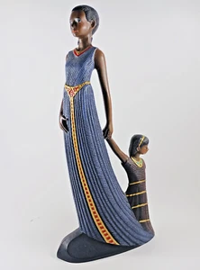 Figura Estatua Madre e Hijo Negra Princesa Caoba 1995 De Colección 10" de Enesco. - Imagen 1 de 9
