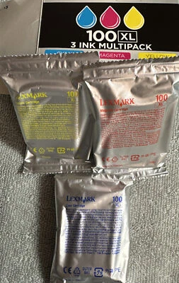Lexmark 100XL Color Ink Set New Genuine 14N0684 New Opened Box - Image 1 of 4
