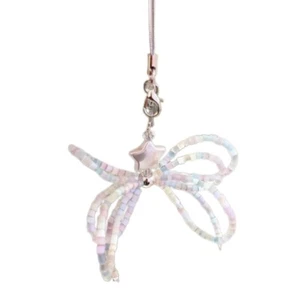 Delicate Star Pendant Hangers Decoration Mobile Phone Holder with Beaded Bowknot - Zdjęcie 1 z 8