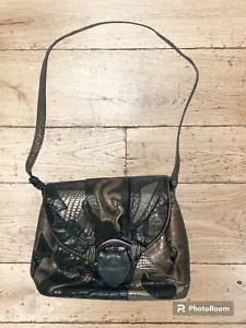 Sharif Bag Mixed Leathers Metallic Vintage 80s Shoulder Bag Pocketbook - Picture 1 of 21