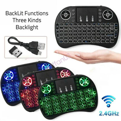 LED Mini Portable Wireless Keyboard Touchpad USB For Android Smart TV PC Laptop - Image 1 of 4