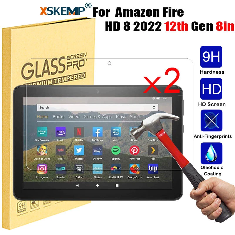 2Pcs For Amazon Fire HD 8 / HD 8 Plus 10th 12th TEMPERED GLASS Screen Protector - Image 1 of 4