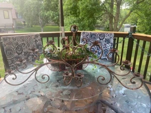 BALLARD DESIGNS Vintage Wrought Iron Wall Free Standing Candelabra Candle Holder - Picture 1 of 5