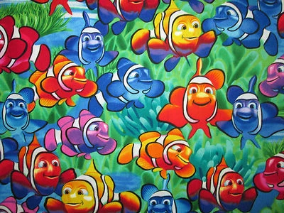 TIMELESS TREASURES FABRIC CLOWNFISH COLORFUL NEMO DORY TROPICAL FISH COTTON FABRIC FQ
