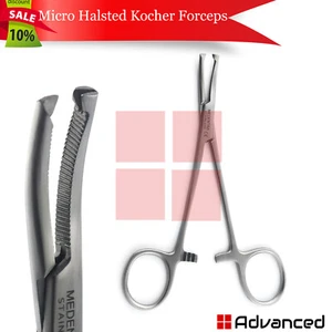 Medical Micro Halsted Kocher Forceps Toothed 5.0" Hemostat Locking Plier Curved  - Picture 1 of 1