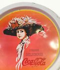 Vintage 1970s Drink Delicious Coca Cola Round Tin Tray 13 inch lady flower hat