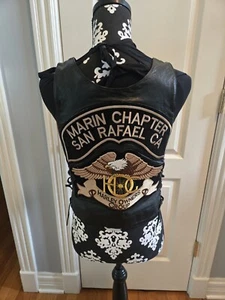Womens Harley Owners Group CA black leather vest W Patch Size Small - Picture 1 of 6
