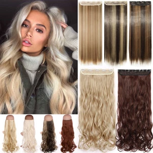 Extra Thick Long One Piece Full Head Clip In Hair Extensions As Human Blonde HYT - Picture 1 of 51