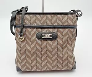 Brighton Interlok Journey Crossbody Herringbone Brown Taupe Bag - Picture 1 of 13