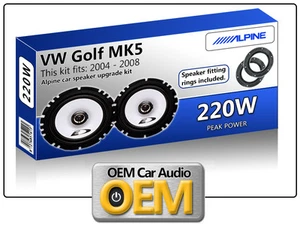 VW Golf MK5 Rear Door speakers Alpine car speaker kit with Adapter Pods 220W - Picture 1 of 2