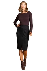 Suedette Stretch Pencil Skirt - Ladies Roman Originals Women - Picture 1 of 22