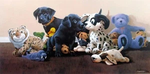 Our Gang by Phillip Crowe Lab Puppy Print Signed and Numbered - Picture 1 of 1