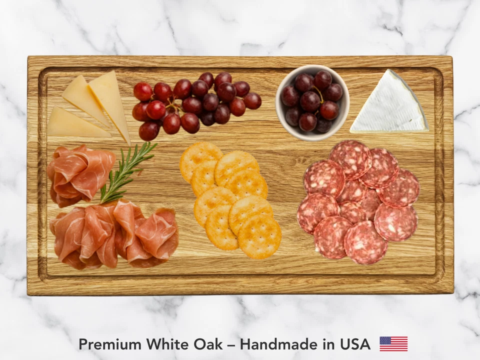 White Oak Cutting Board with Juice Groove: Handmade Charcuterie Board 16x9x1 - Image 1 of 4
