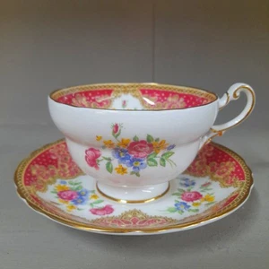 Vintage Paragon Honiton Red Bone China Tea Cup And Saucer VGC - Picture 1 of 7