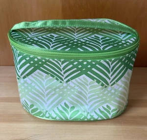 Clinique Green Foliage Wrap Around Zip Train Case Cosmetic Travel Makeup Bag - Picture 1 of 9