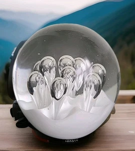 VTG Art Glass Paperweight Controlled Bubble White Excellent Beautiful Heavy - Picture 1 of 6
