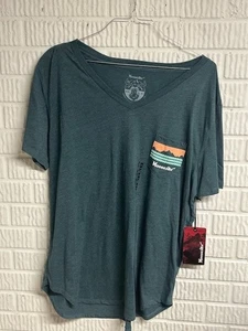 Moosejaw Women’s V-Neck Pocket T-Shirt Pine Green XL NWT Casual Outdoor - Picture 1 of 4
