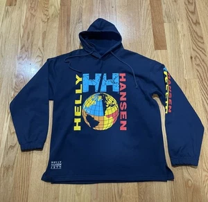 Vintage 90s HELLY HANSEN Oversized Hoodie Sweater Sweatshirt Sz XL Y2K - Picture 1 of 6