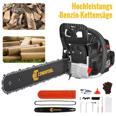 CONENTOOL 18" Benzin Kettensäge Baumsäge Holzsäge 2-Takt 58CC 3.47PS Baumfällen Tools 2025