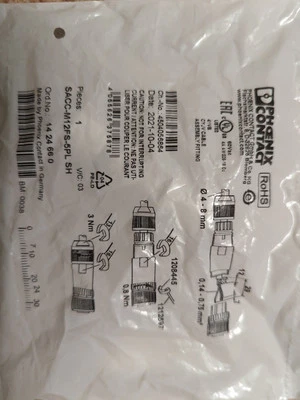 1 pc. PHOENIX CONTACT -IC 1424660 Connector;circular;CONN 5POS SACC-M12FS-5PL SH - Image 1 of 4