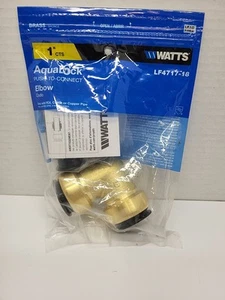 Watts LF4717-18 Quick Connect Brass Union, 1", 90 Degree Elbow Push To Connect - Picture 1 of 7
