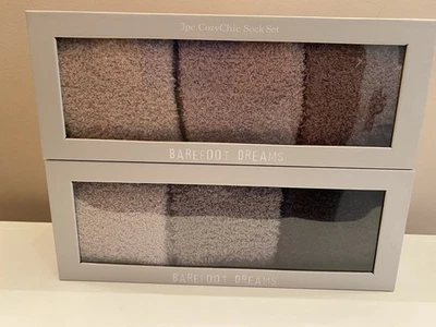 (2) 3pc Barefoot Dreams Cozy chic Sock Set Brand New Retail $116 Agate Carbon - Image 1 of 3