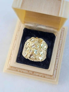 Vintage 10k Gold Nugget Herren Retro Ring Größe 11 - 5,2g - Bild 1 von 11
