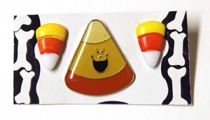 Orecchini Vintage Halloween Smaltati Caramelle Mais Bavero Spilla e Plastica - Foto 1 di 2