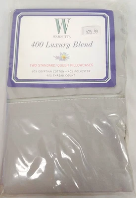 Funda de Almohada Wamsutta Mezcla Algodón Estándar/Queen-400 Hilos ct-Juego de 2 Beige Foto 1 de 4