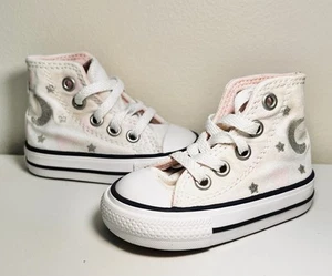 Converse All Star High Top Sneaker rosa weiß Gr. 2 Kleinkind Mädchen Mond Sterne - Bild 1 von 4